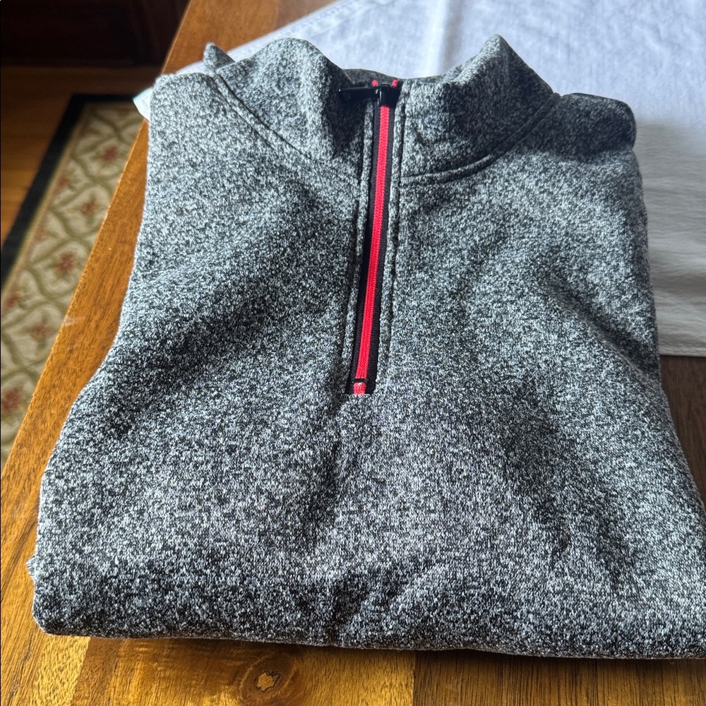 Men's Gray Large 3/4 Zip-Up Sweater